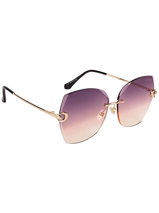 Voyage UV Protected Square Women Sunglasses - (Violet Lens | Golden Frame | S012MG2878Z)